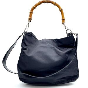 Authentic Gucci Bamboo Handle
Nylon Black 2 WayBag